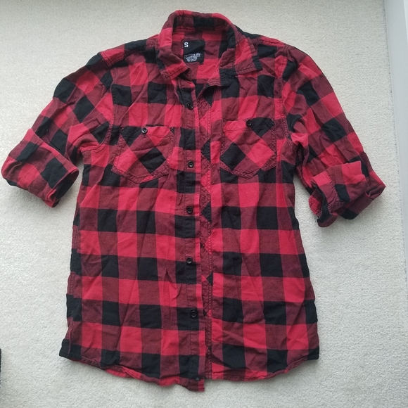 Buffalo Check Red Black Plaid Shirt Long Sleeve - Picture 3 of 11